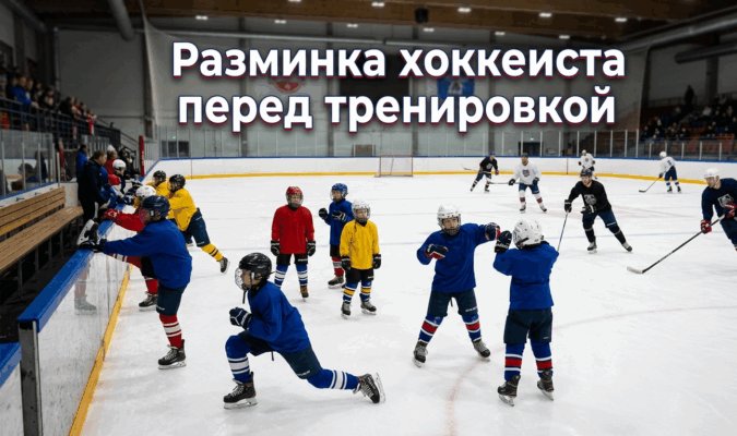 Хоккейная тренировка команда разминка